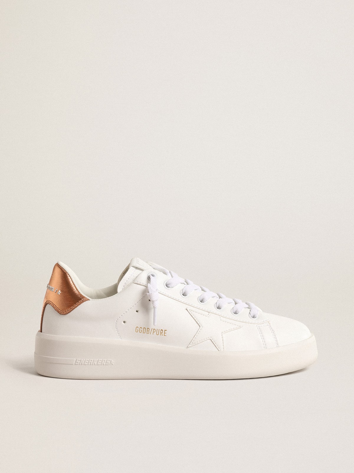 Women's bio-based Purestar with bronze metallic leather heel tab - Golden Goose Women