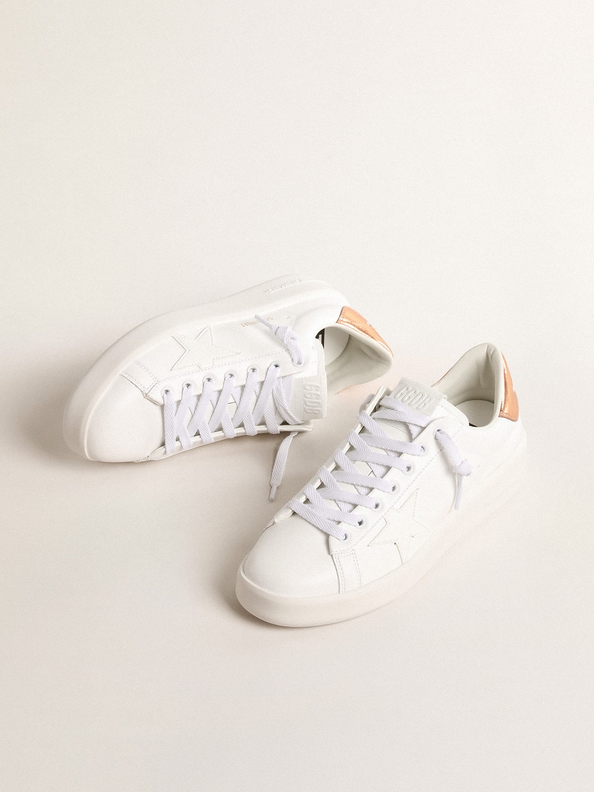 Women's bio-based Purestar with bronze metallic leather heel tab - Golden Goose Women