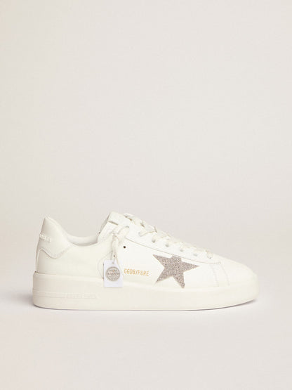 Women’s Purestar in white leather with silver Swarovski crystal star - Golden Goose Women