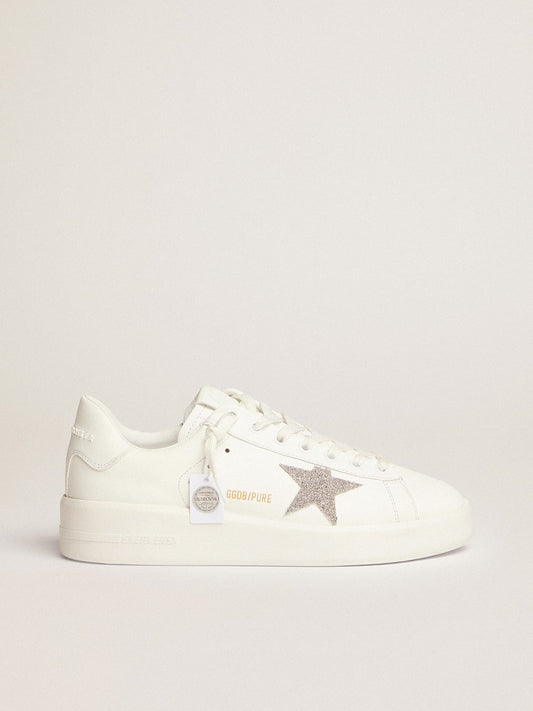 Women’s Purestar in white leather with silver Swarovski crystal star - Golden Goose Women