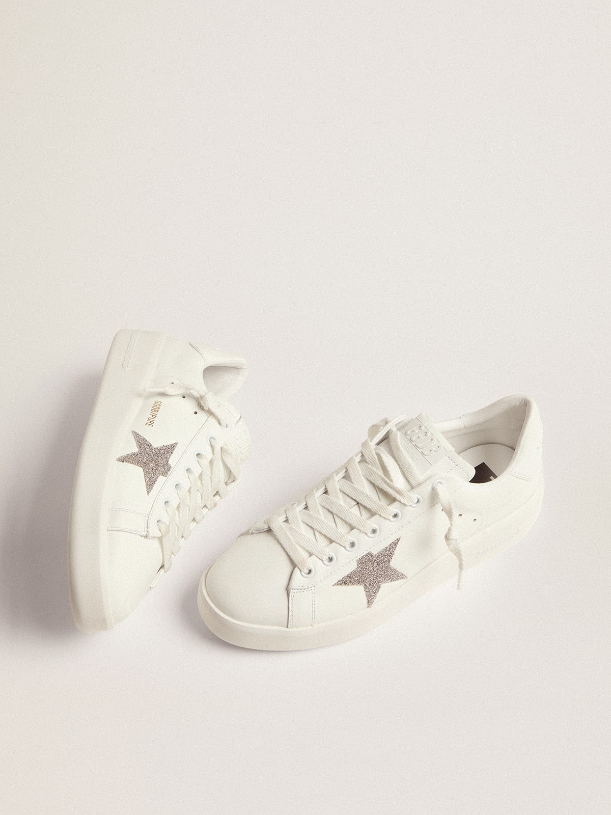 Women’s Purestar in white leather with silver Swarovski crystal star - Golden Goose Women