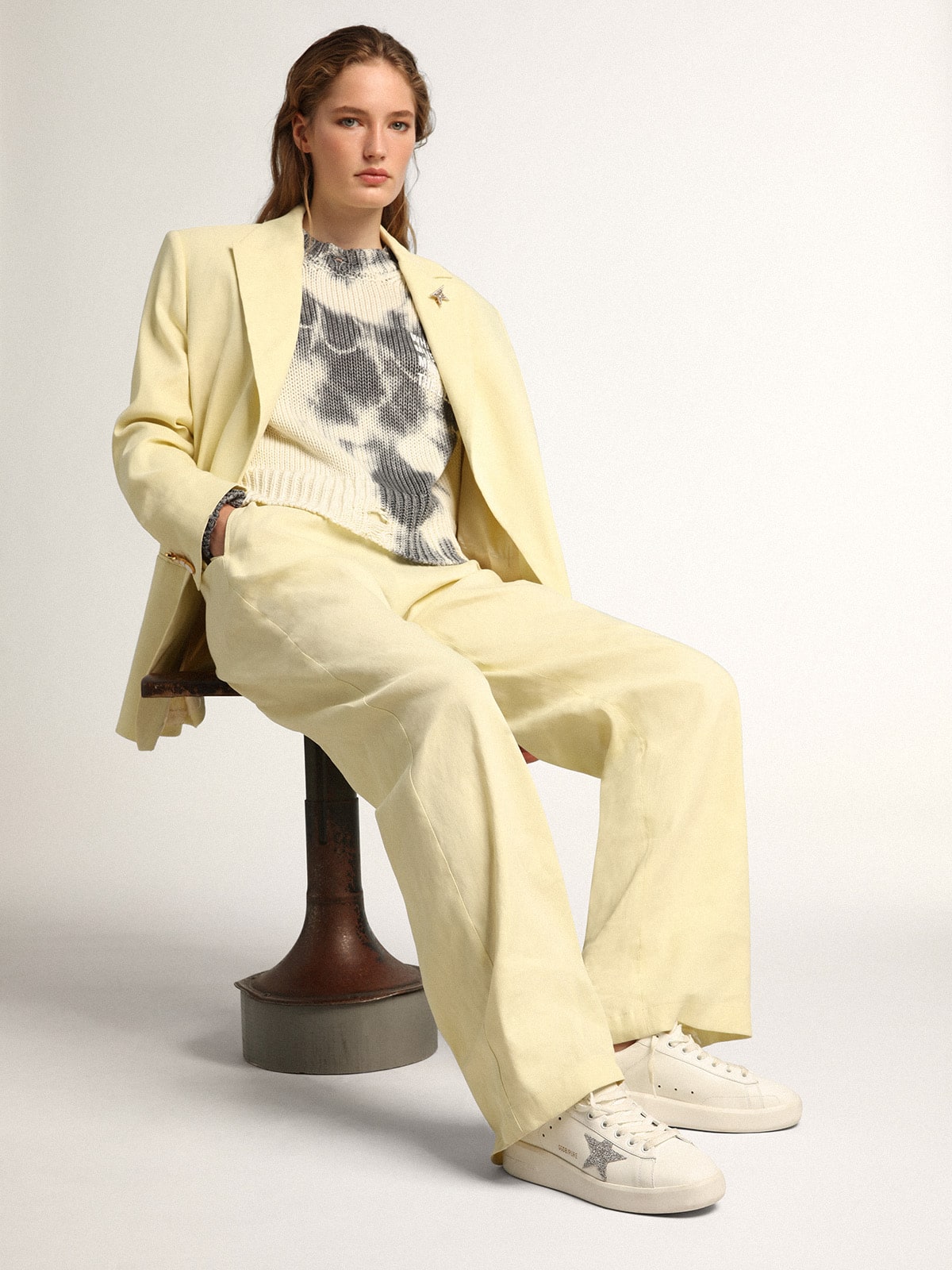 Women’s Purestar in white leather with silver Swarovski crystal star - Golden Goose Women