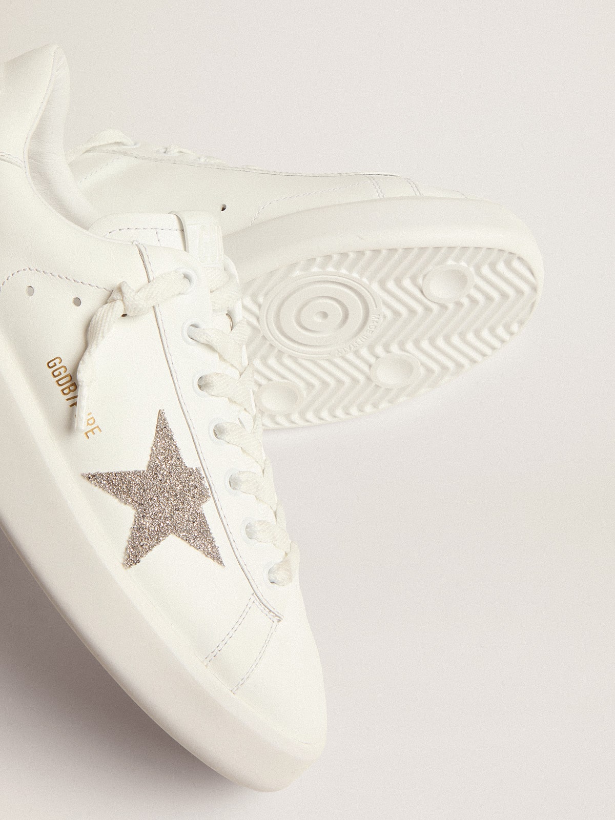 Women’s Purestar in white leather with silver Swarovski crystal star - Golden Goose Women