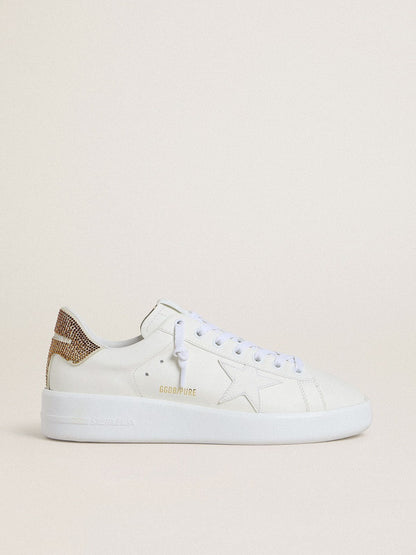 Women’s Purestar with white leather star and brown crystal heel tab - Golden Goose Women