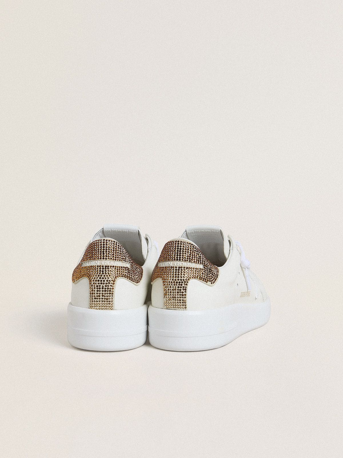 Women’s Purestar with white leather star and brown crystal heel tab - Golden Goose Women
