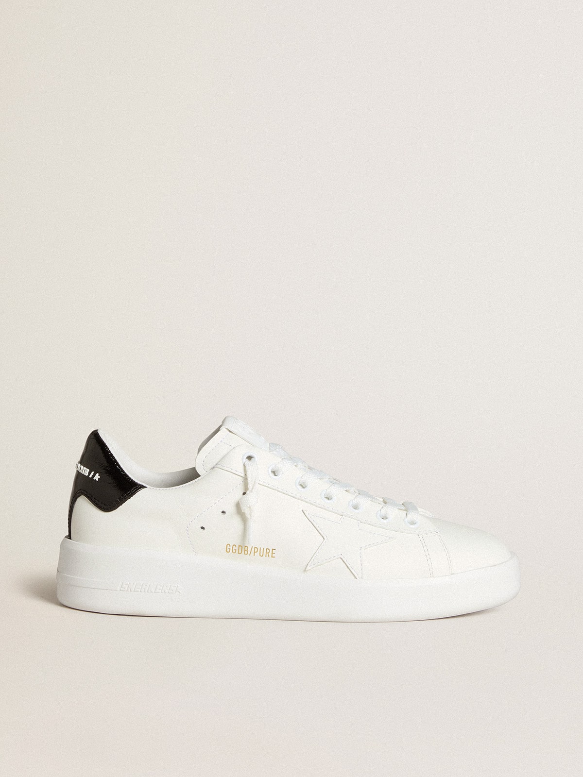 Women's Purestar with leather star and black patent leather heel tab - Golden Goose Women