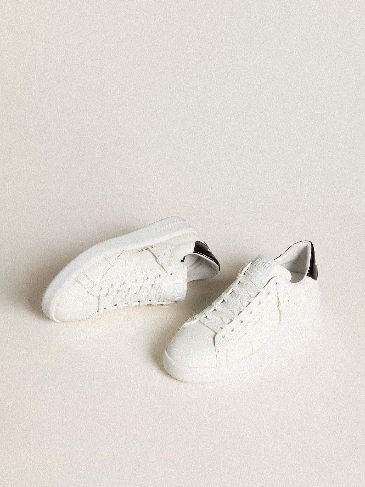 Women's Purestar with leather star and black patent leather heel tab - Golden Goose Women