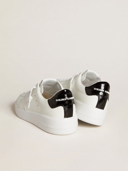 Women's Purestar with leather star and black patent leather heel tab - Golden Goose Women