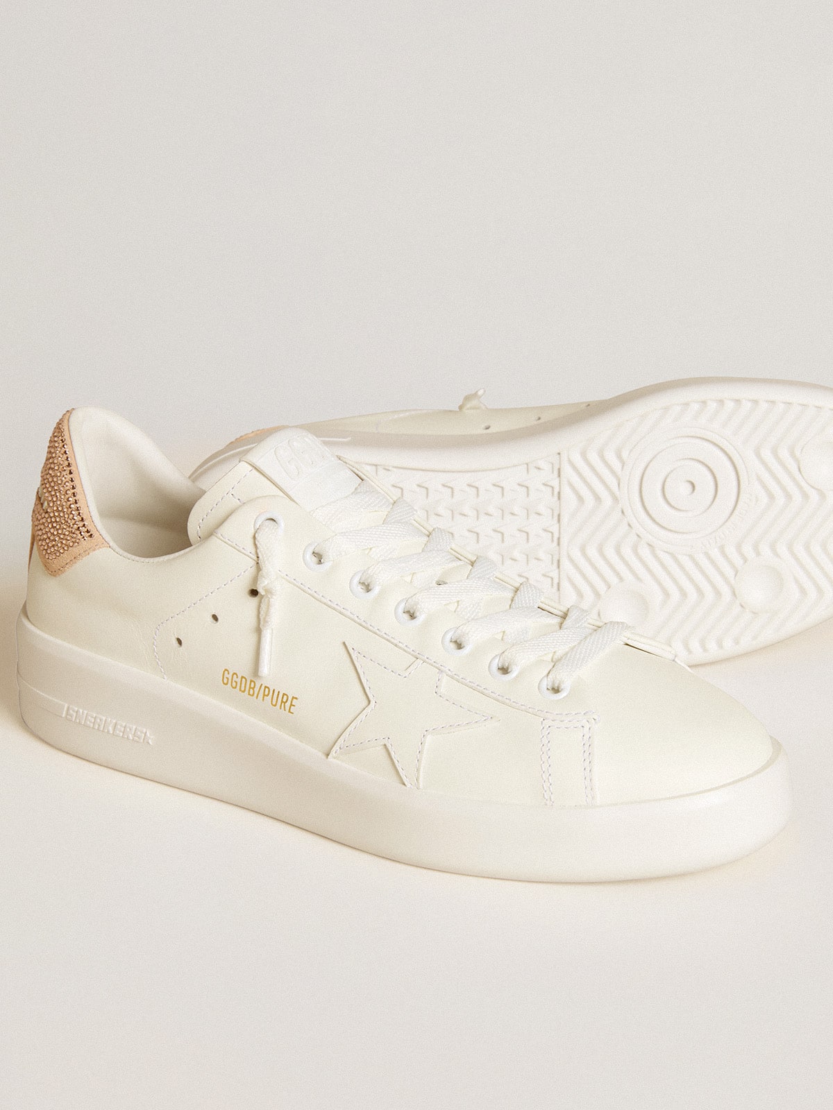 Purestar with leather star and suede heel tab with Swarovski crystals - Golden Goose Women