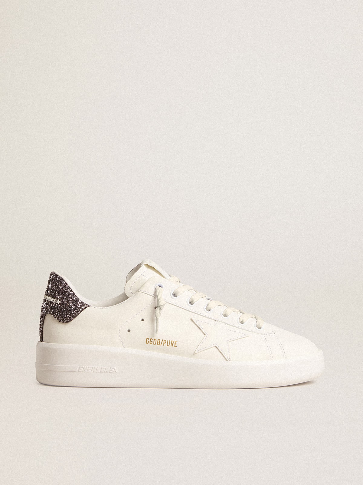 Women’s Purestar with white leather star and anthracite glitter heel tab - Golden Goose Women