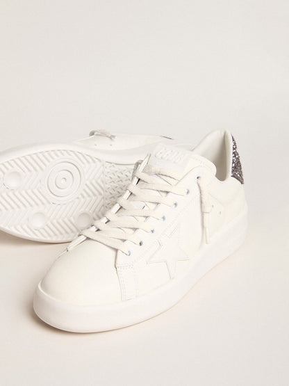 Women’s Purestar with white leather star and anthracite glitter heel tab - Golden Goose Women