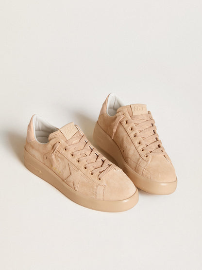 Purestar in suede with suede star and light pink leather heel tab - Golden Goose Women