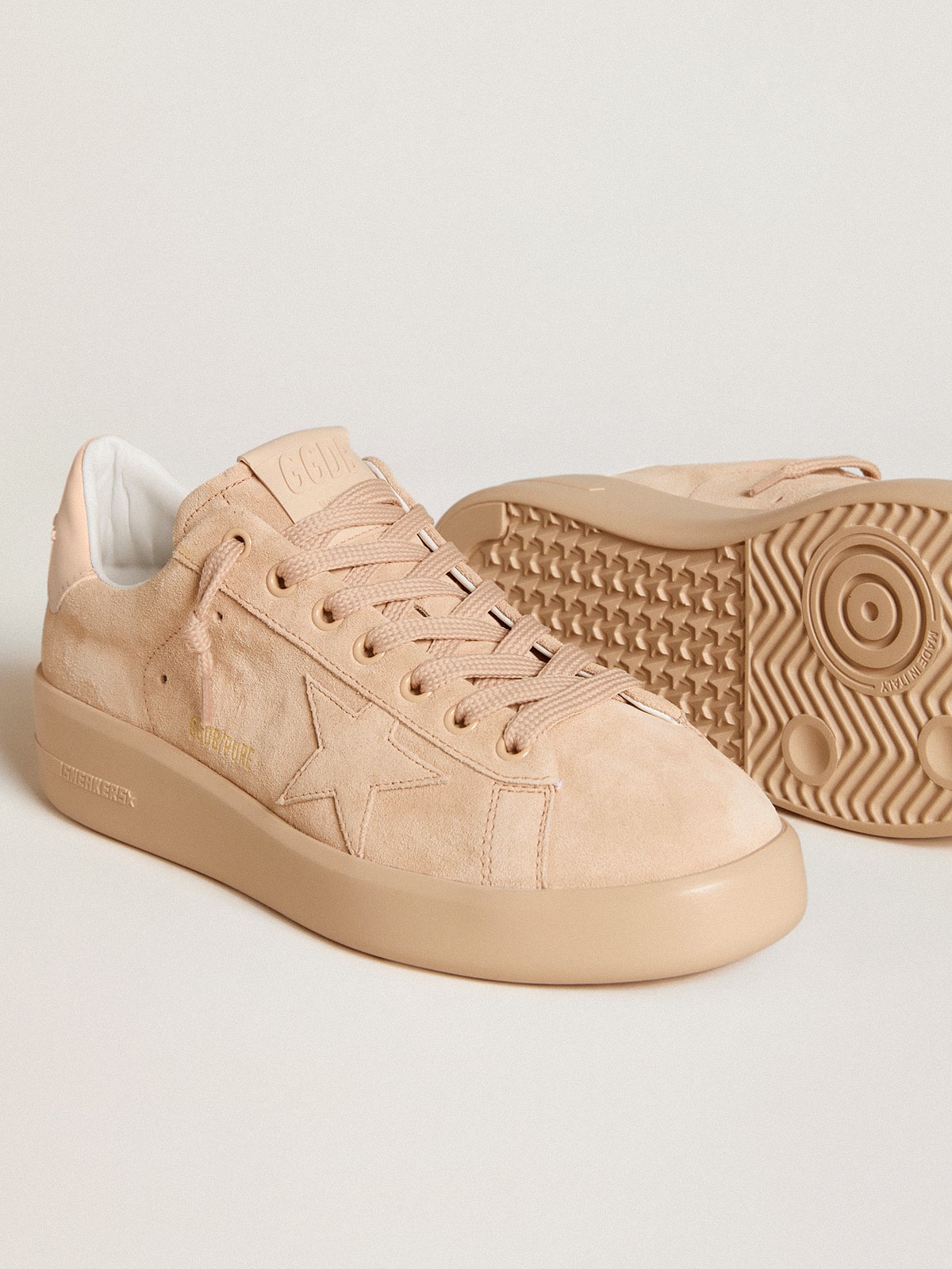 Purestar in suede with suede star and light pink leather heel tab - Golden Goose Women
