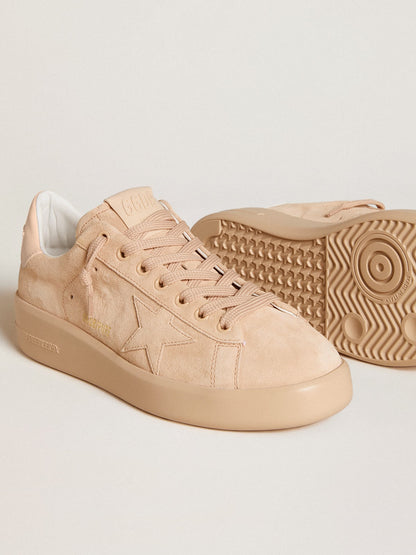 Purestar in suede with suede star and light pink leather heel tab - Golden Goose Women