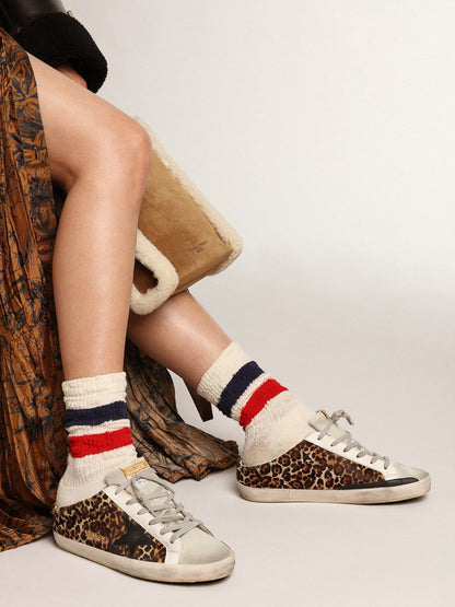 Women's Super-Star Sabot in leopard print pony skin with black star - Golden Goose Women