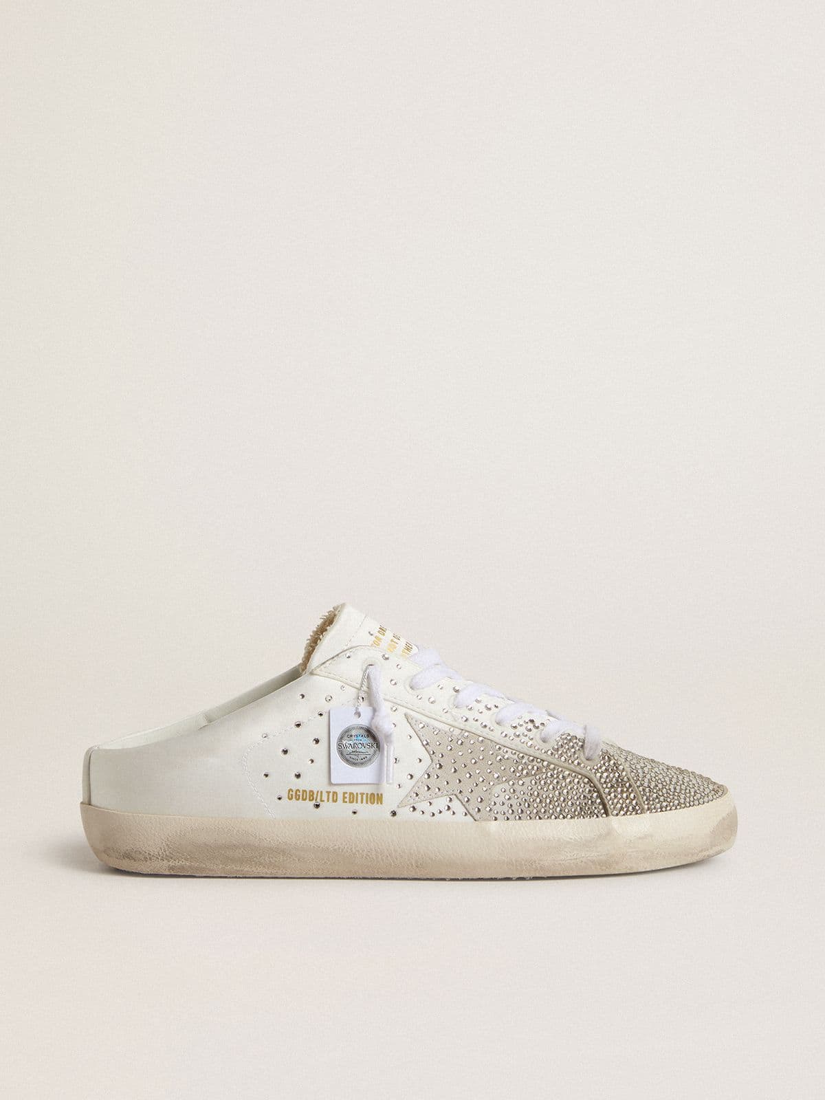 Women’s Super-Star Sabot LTD with gray suede star and Swarovski crystals - Golden Goose Women
