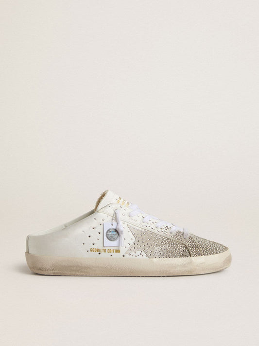 Women’s Super-Star Sabot LTD with gray suede star and Swarovski crystals - Golden Goose Women