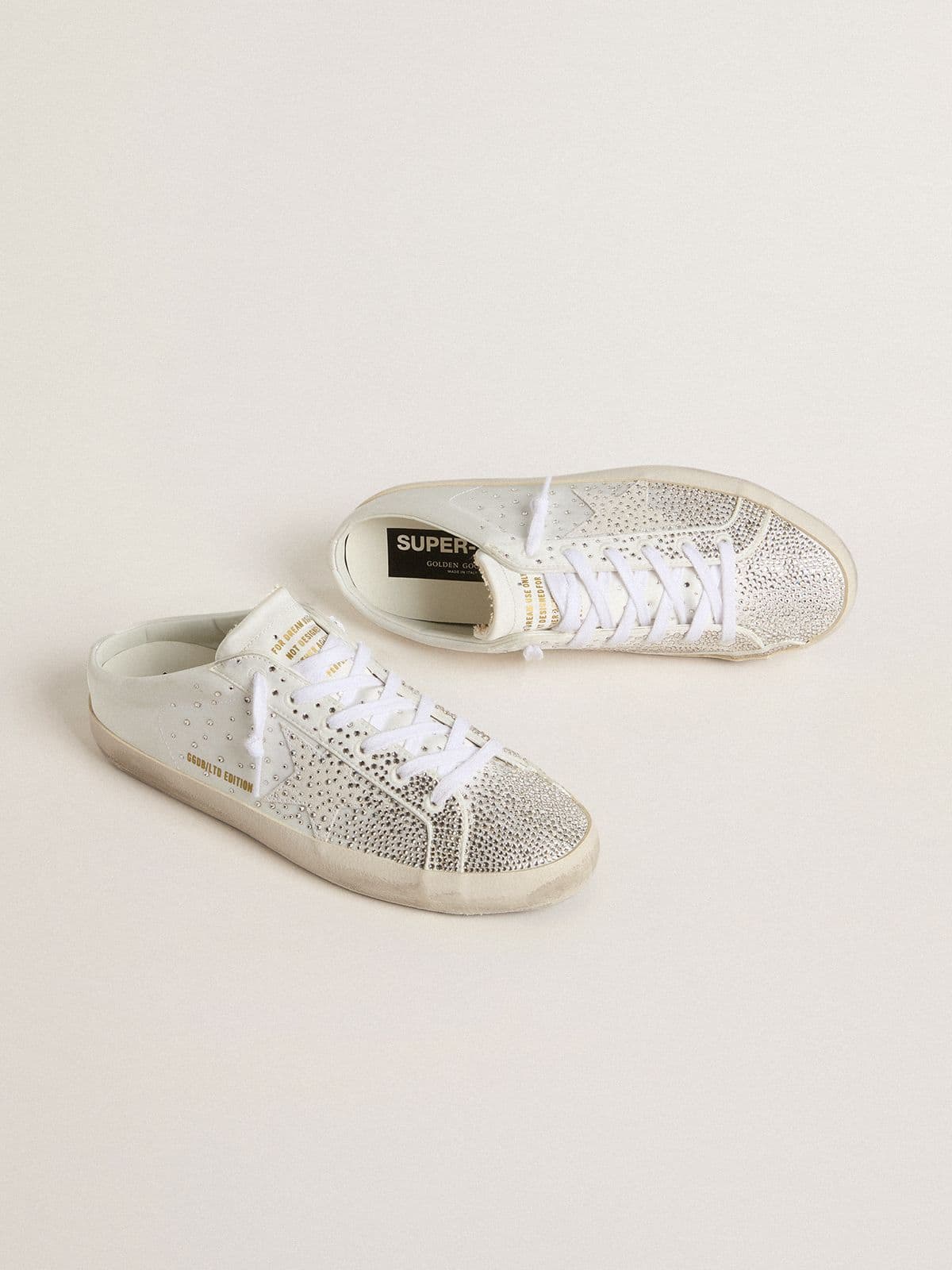 Women’s Super-Star Sabot LTD with gray suede star and Swarovski crystals - Golden Goose Women