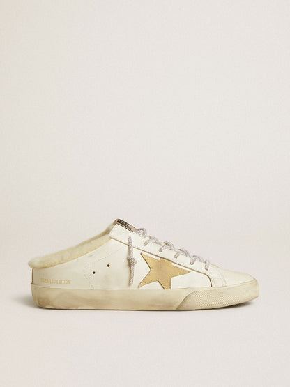 Women’s Super-Star Sabots with gold suede star and shearling lining - Golden Goose Women