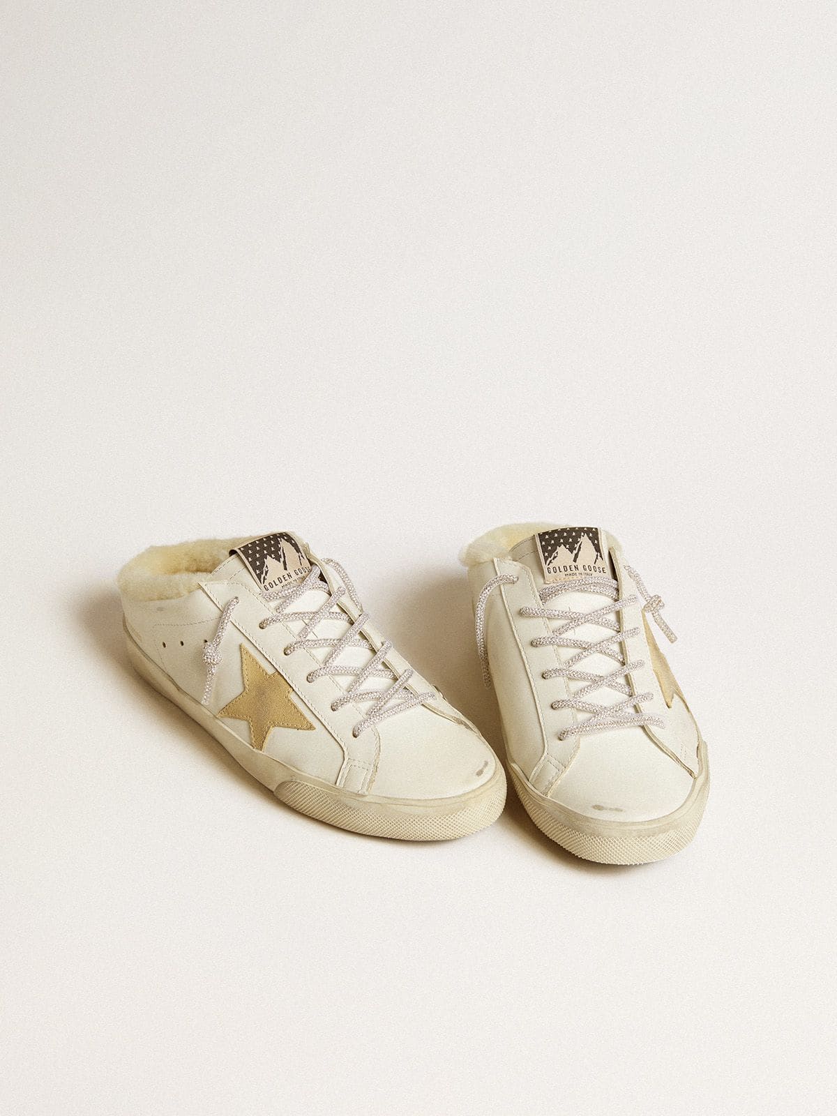 Women’s Super-Star Sabots with gold suede star and shearling lining - Golden Goose Women