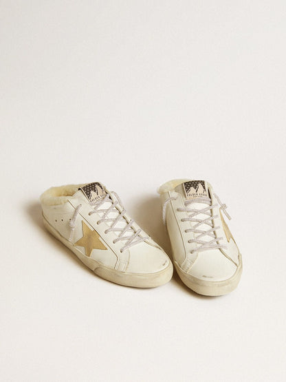 Women’s Super-Star Sabots with gold suede star and shearling lining - Golden Goose Women