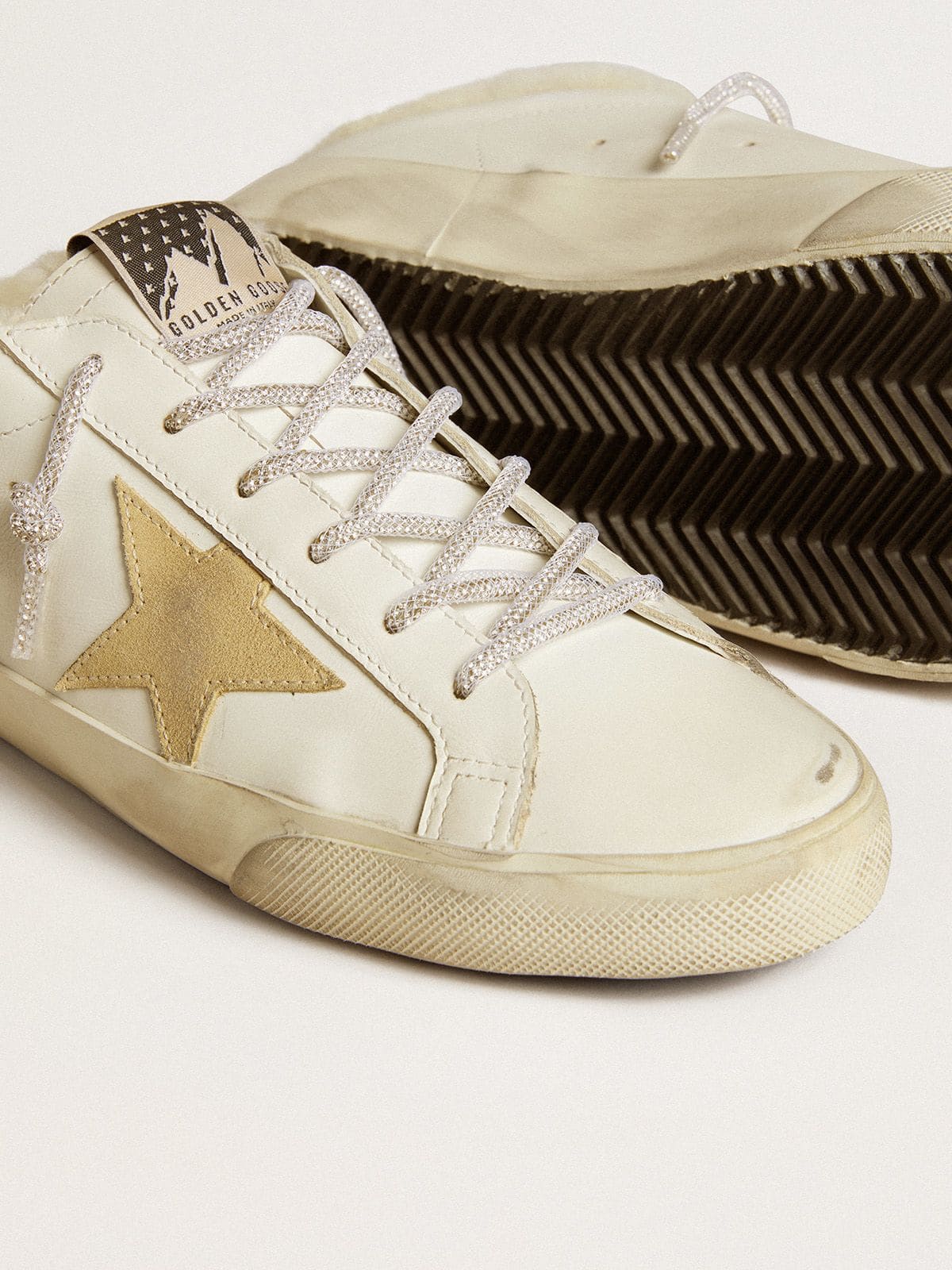 Women’s Super-Star Sabots with gold suede star and shearling lining - Golden Goose Women
