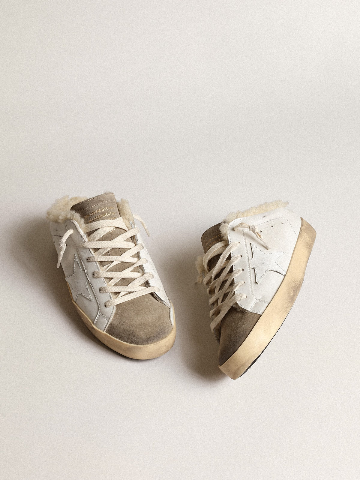 Super-Star Sabots with white leather star and shearling lining - Golden Goose Women