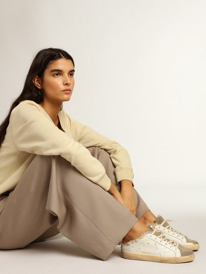 Super-Star Sabots with white leather star and shearling lining - Golden Goose Women