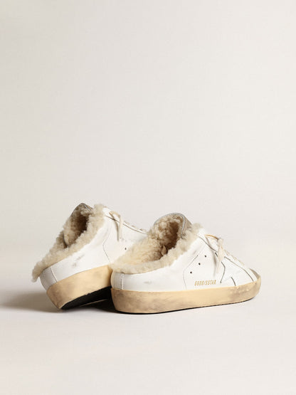 Super-Star Sabots with white leather star and shearling lining - Golden Goose Women