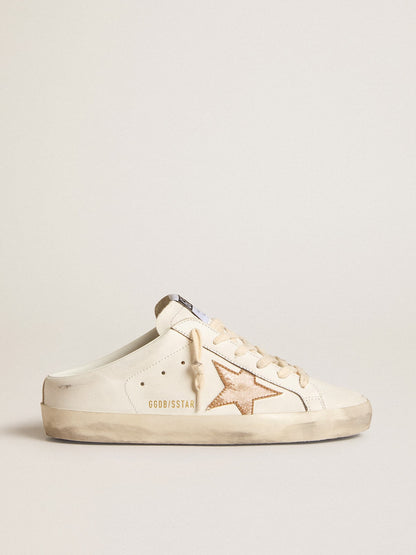 Super-Star Sabots in leather with plasticized gold glitter star - Golden Goose Women