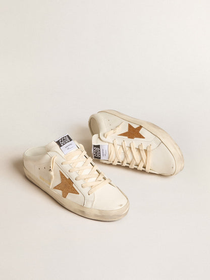 Super-Star Sabots in leather with plasticized gold glitter star - Golden Goose Women