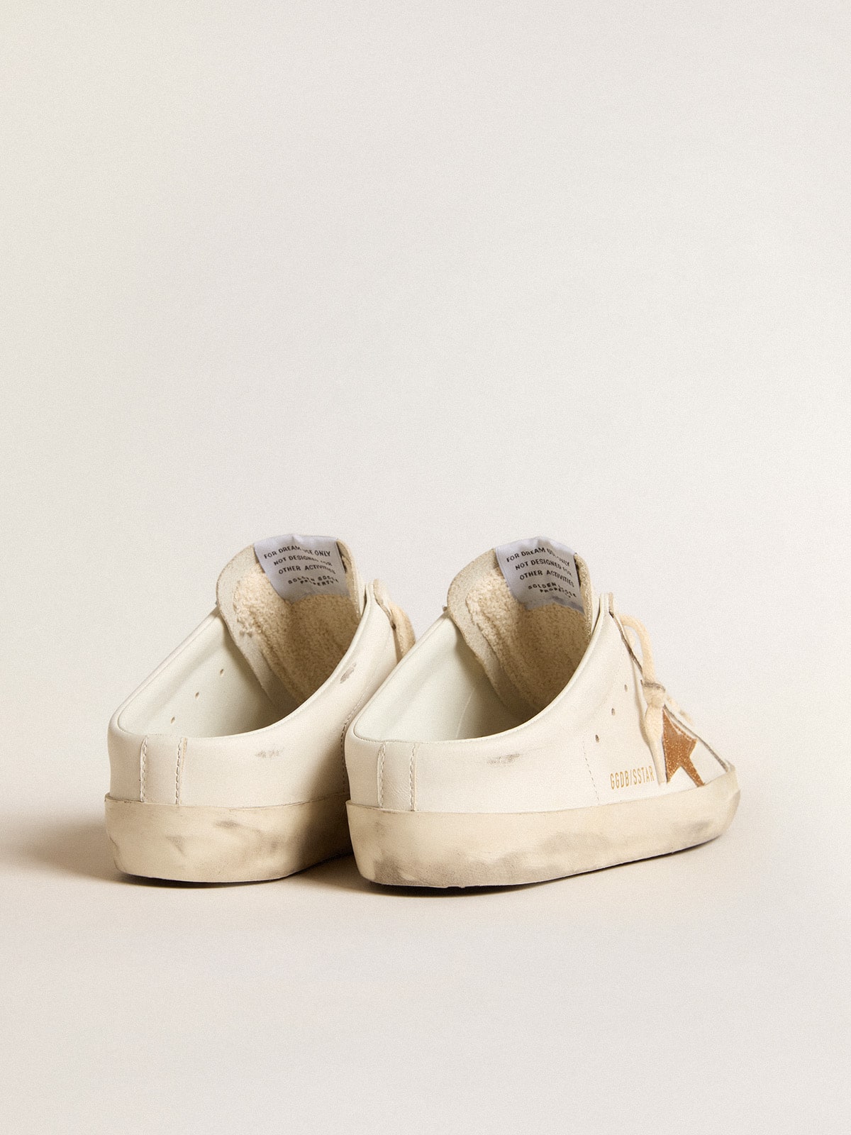 Super-Star Sabots in leather with plasticized gold glitter star - Golden Goose Women