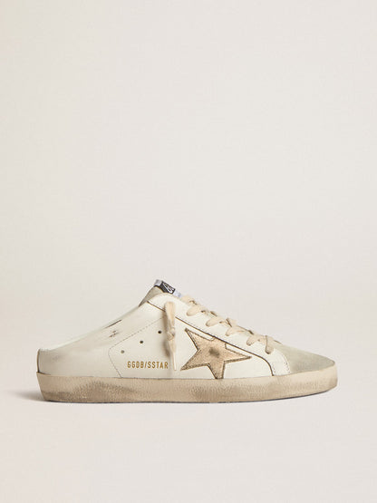 Super-Star Sabots with platinum star and ice-gray suede tongue - Golden Goose Women