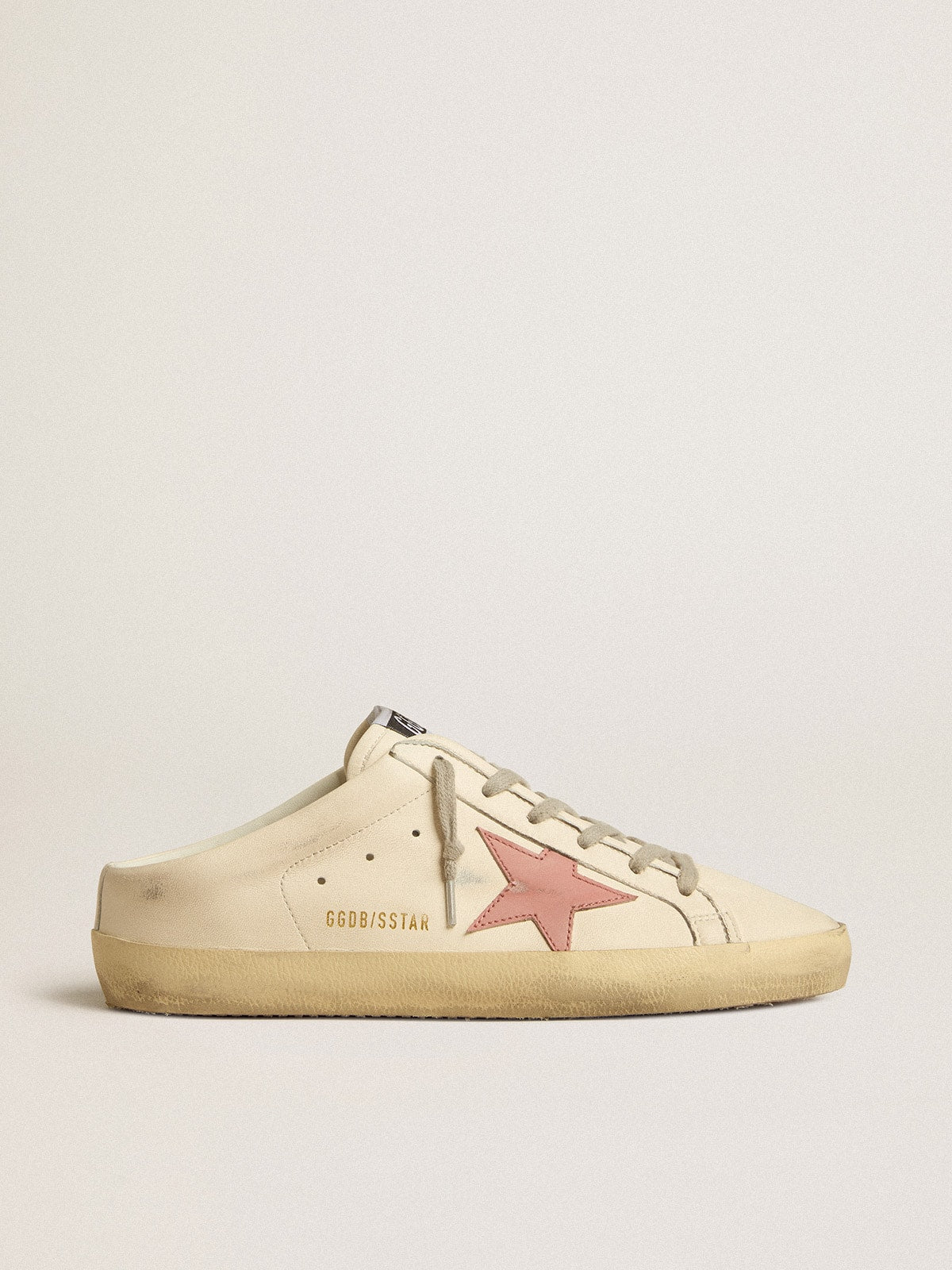 Women's Super-Star Sabots in nappa with pink leather star - Golden Goose Women