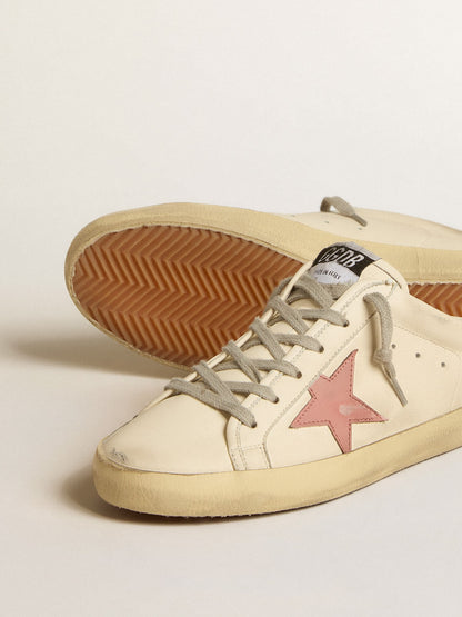Women's Super-Star Sabots in nappa with pink leather star - Golden Goose Women