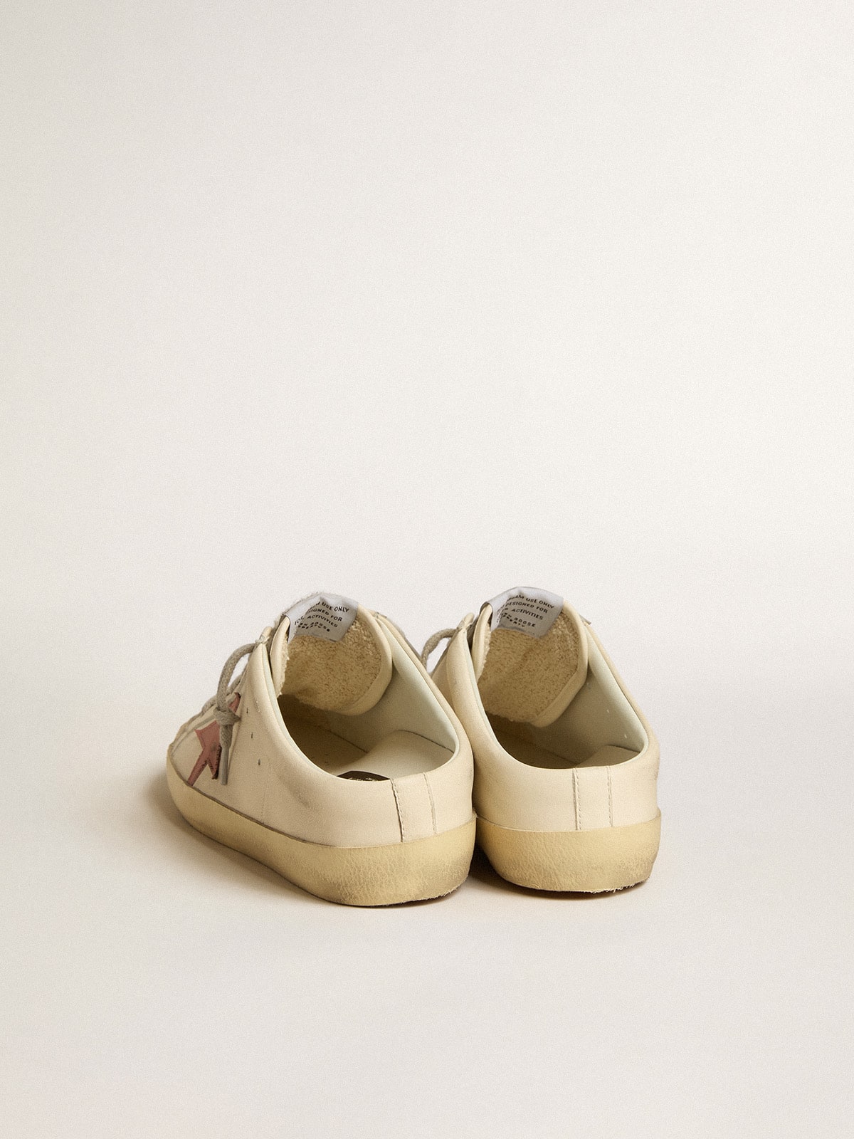 Women's Super-Star Sabots in nappa with pink leather star - Golden Goose Women