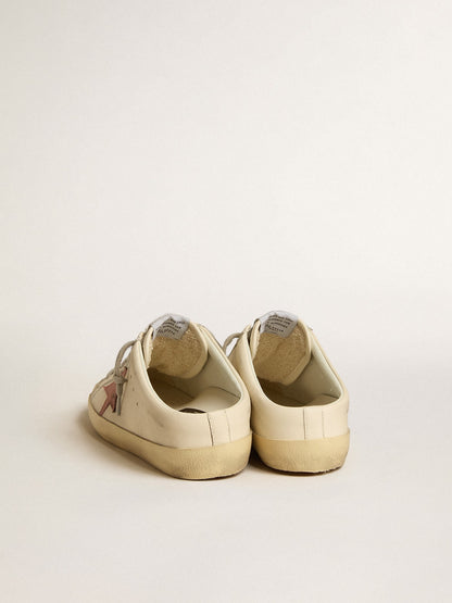 Women's Super-Star Sabots in nappa with pink leather star - Golden Goose Women
