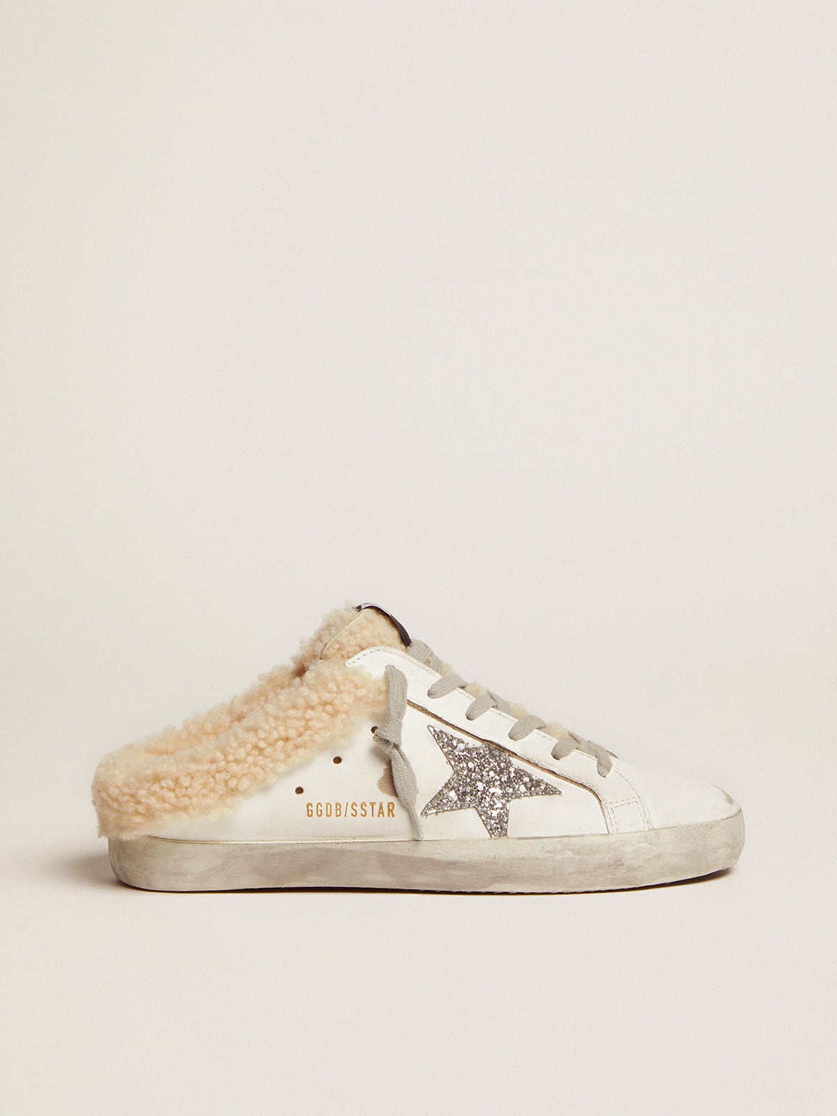 Women's Super-Star Sabot in white leather and shearling lining - Golden Goose Women