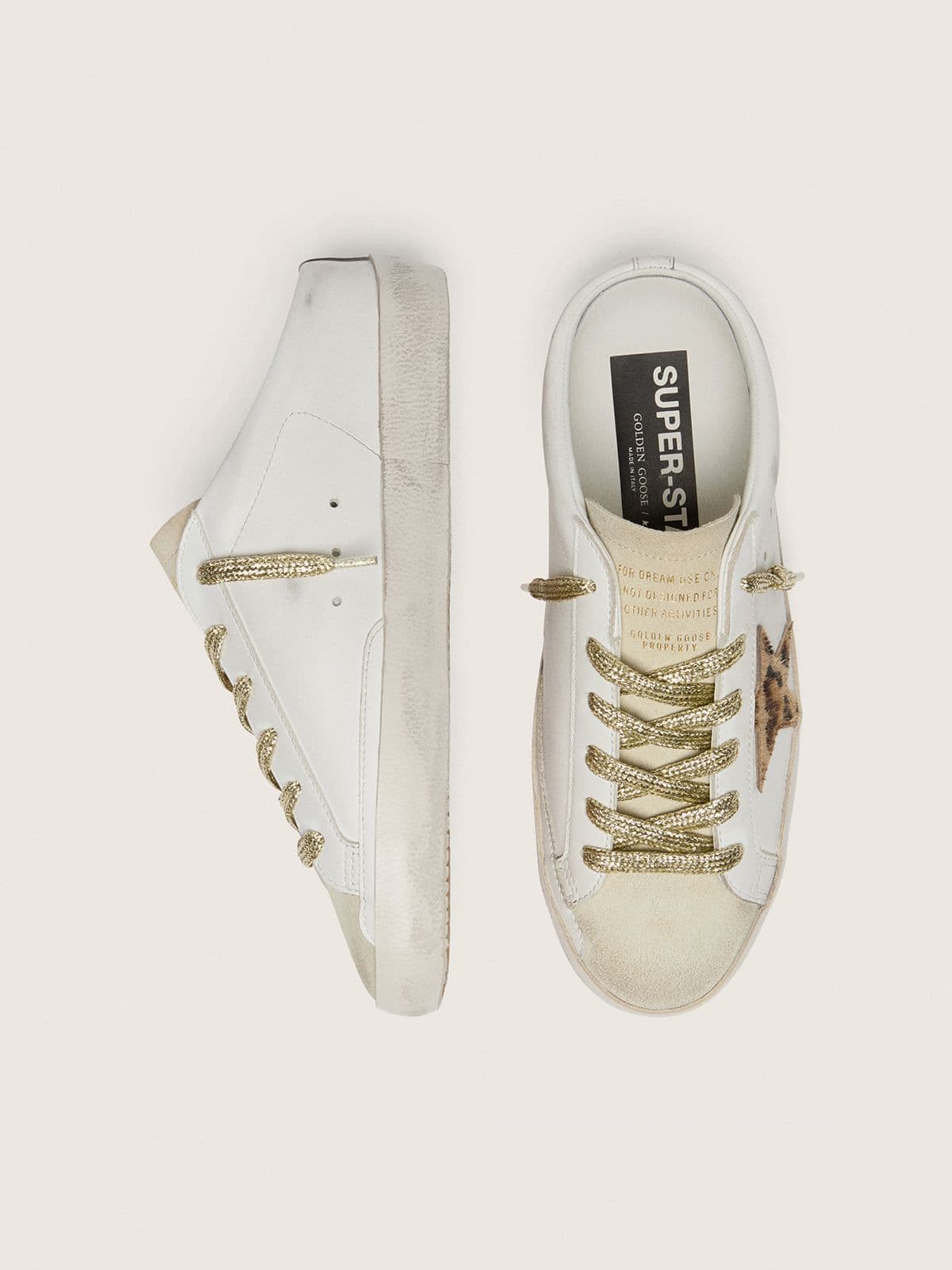 Super-Star Sabots with pony skin star and beige suede tongue - Golden Goose Women