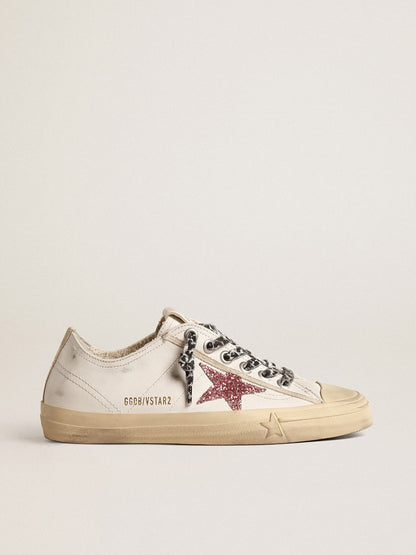 V-Star with pink glitter star and metallic leather heel tab - Golden Goose Women