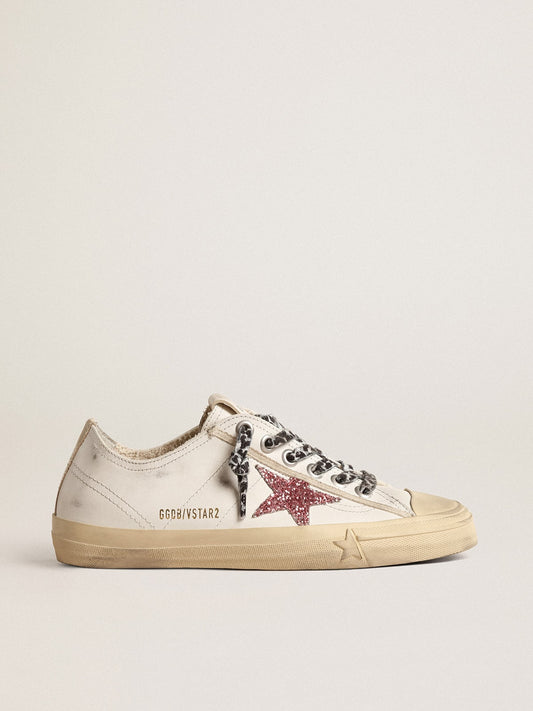 V-Star with pink glitter star and metallic leather heel tab - Golden Goose Women