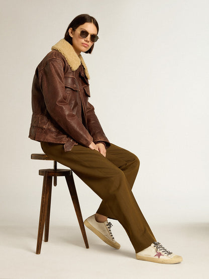 V-Star with pink glitter star and metallic leather heel tab - Golden Goose Women