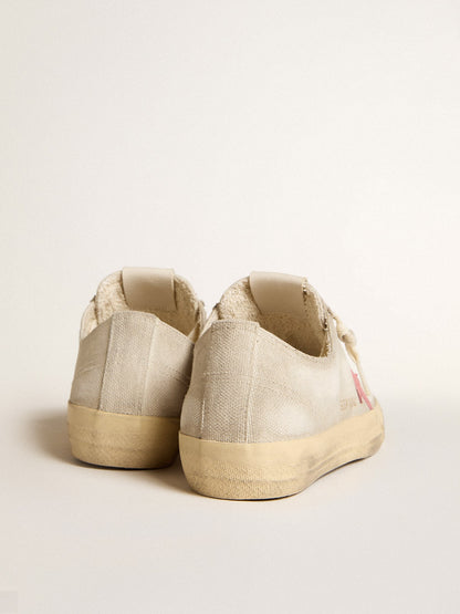 Women's V-Star in light gray canvas with a red leather star - Golden Goose Women