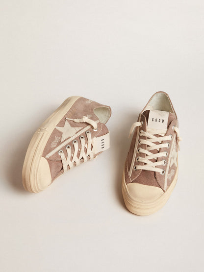 Women's V-Star in dove-gray suede with light gray leather star - Golden Goose Women