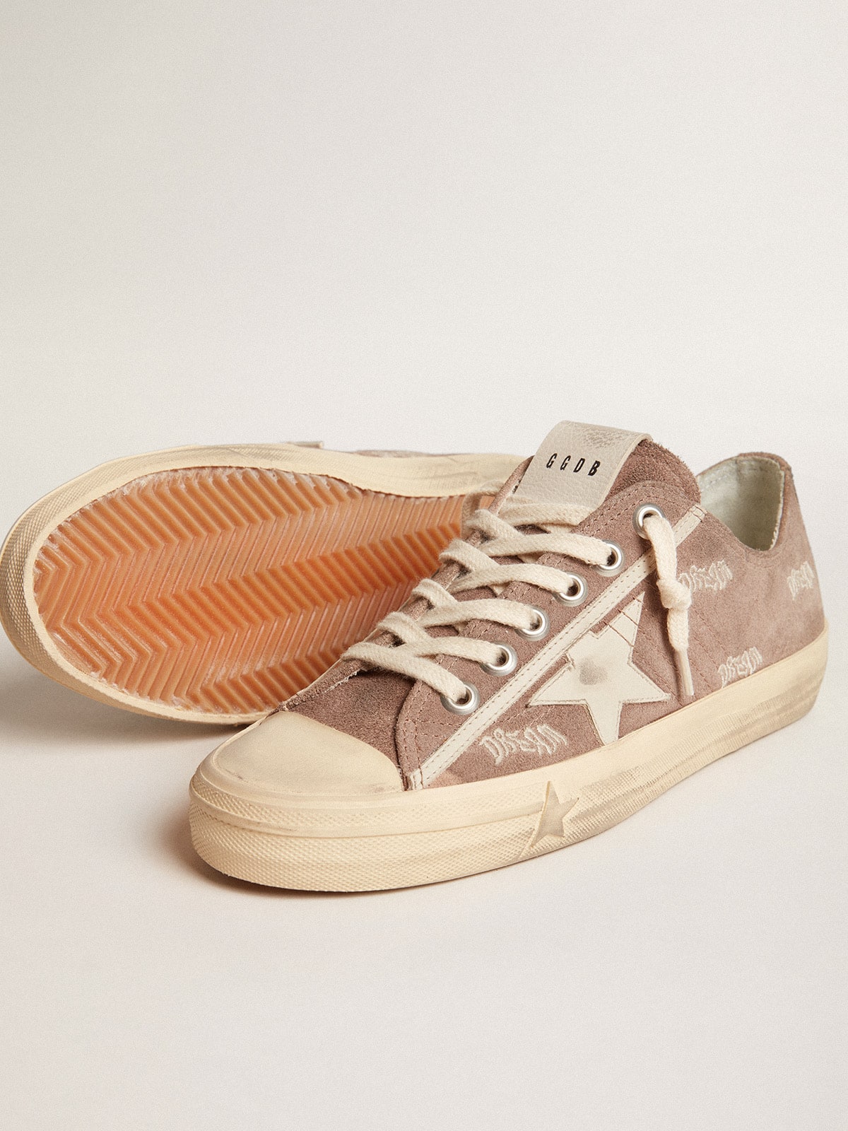 Women's V-Star in dove-gray suede with light gray leather star - Golden Goose Women