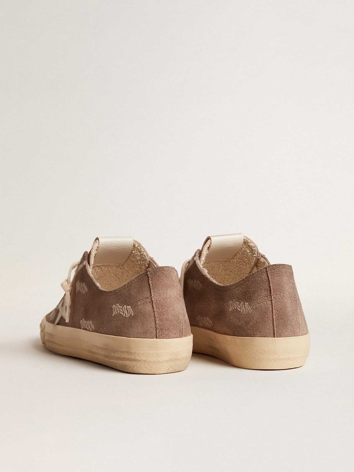 Women's V-Star in dove-gray suede with light gray leather star - Golden Goose Women