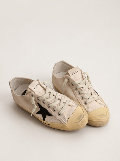 Women's V-Star  with black suede star and embroidered lettering - Golden Goose Women