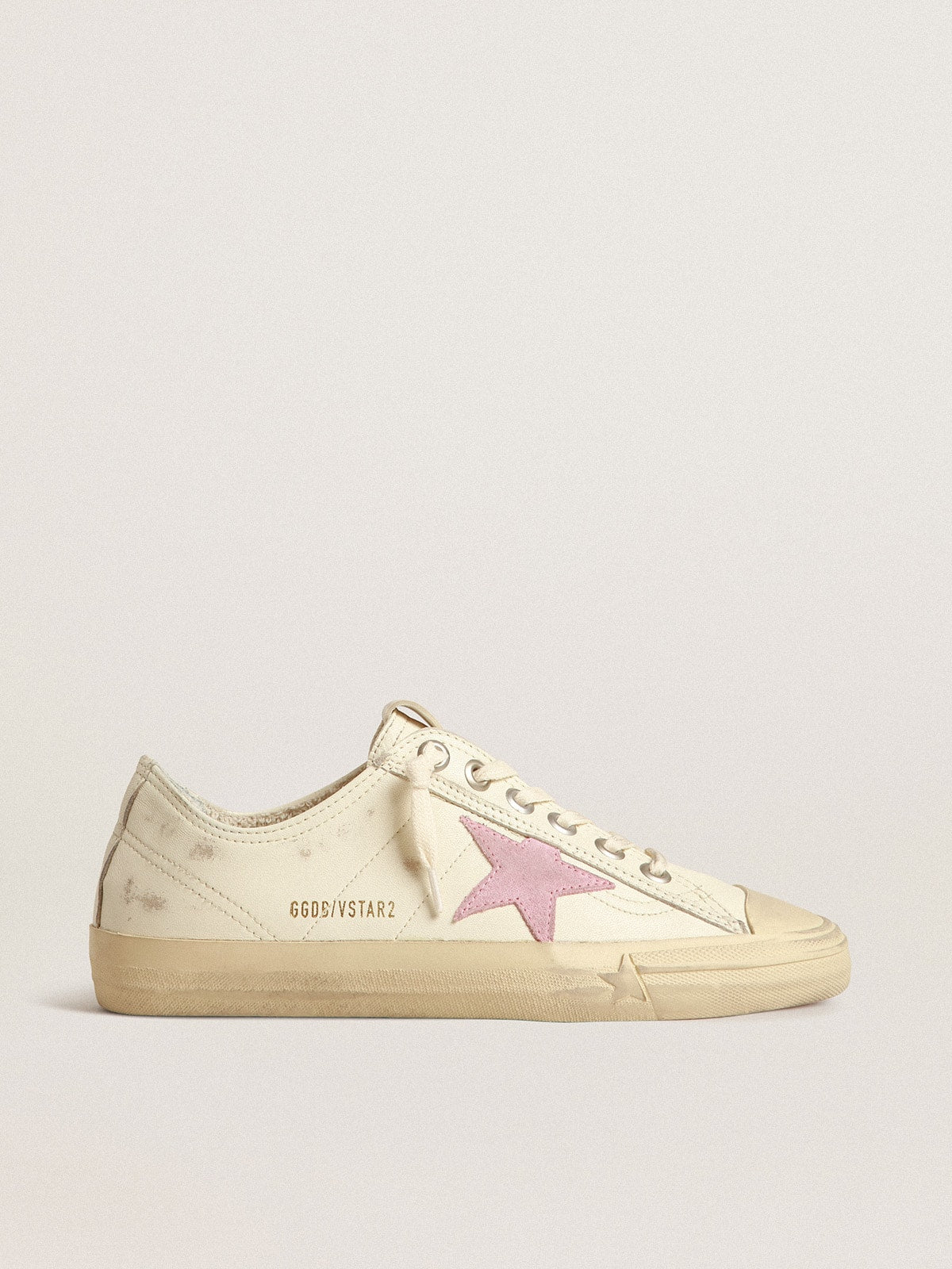 V-Star in beige nappa leather with old-rose suede star - Golden Goose Women