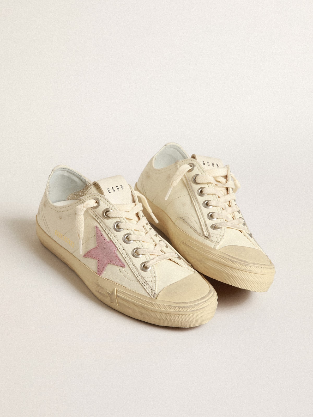 V-Star in beige nappa leather with old-rose suede star - Golden Goose Women