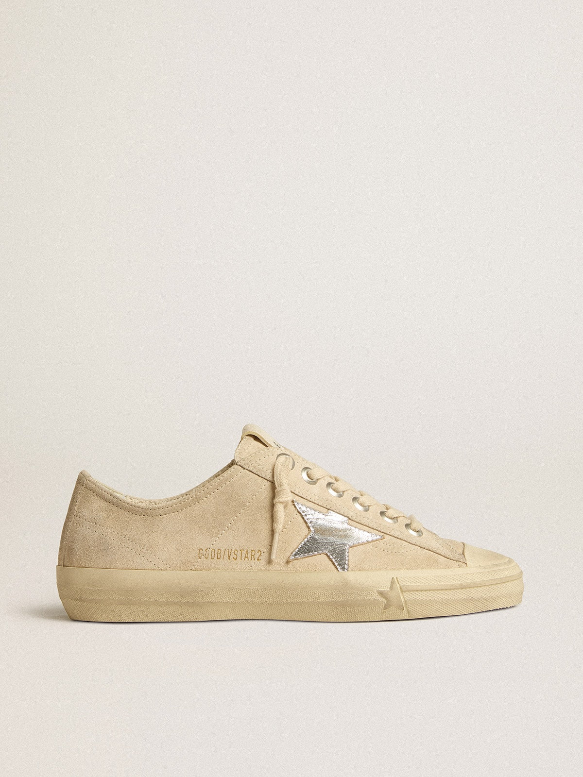 Women’s V-Star in pearl suede with silver metallic leather star - Golden Goose Women